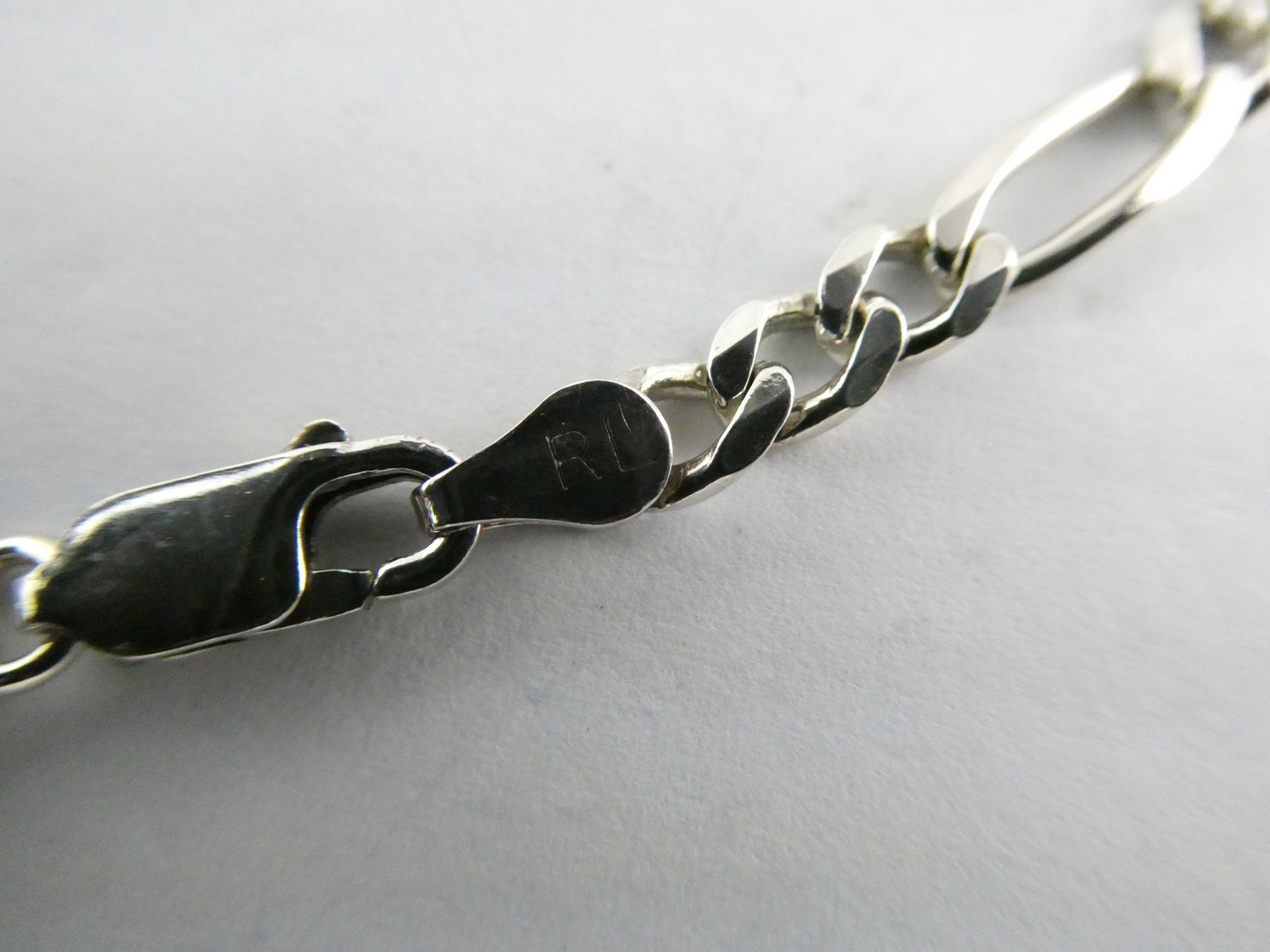 RL Designer Sterling Silver Long and Short Chain Link Bracelet 925 7.5 Inch 6.2g
