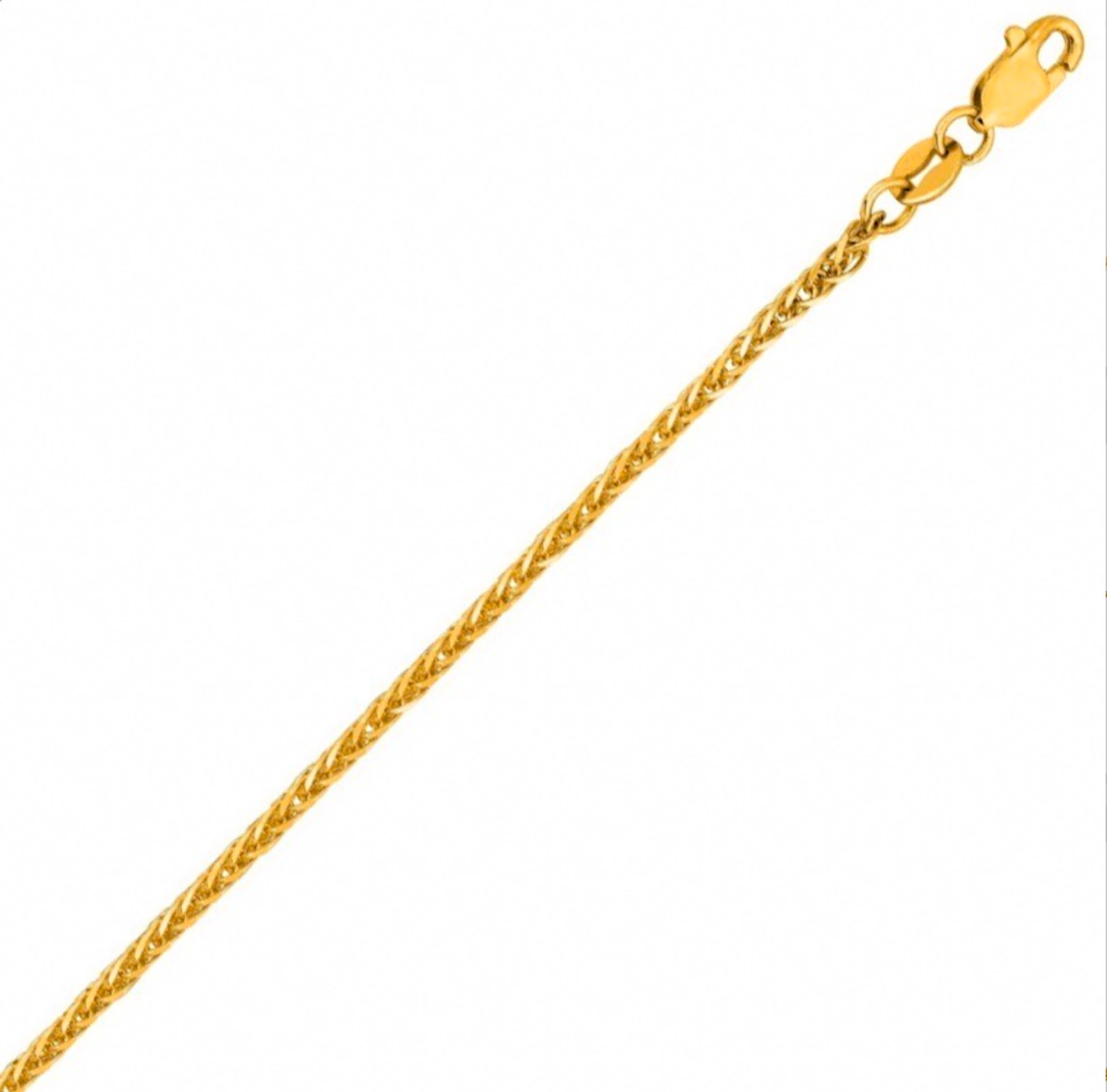 1.8mm Square Wheat Chain Necklace Real 14K Yellow Gold