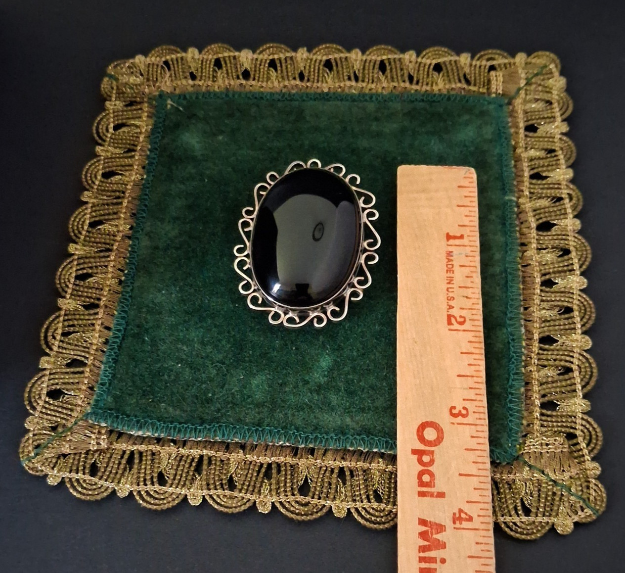 VTG TAXCO Mexico 925 TP-54 Sterling Black Onyx Bolo Tie Slide Pendant 36.6 g