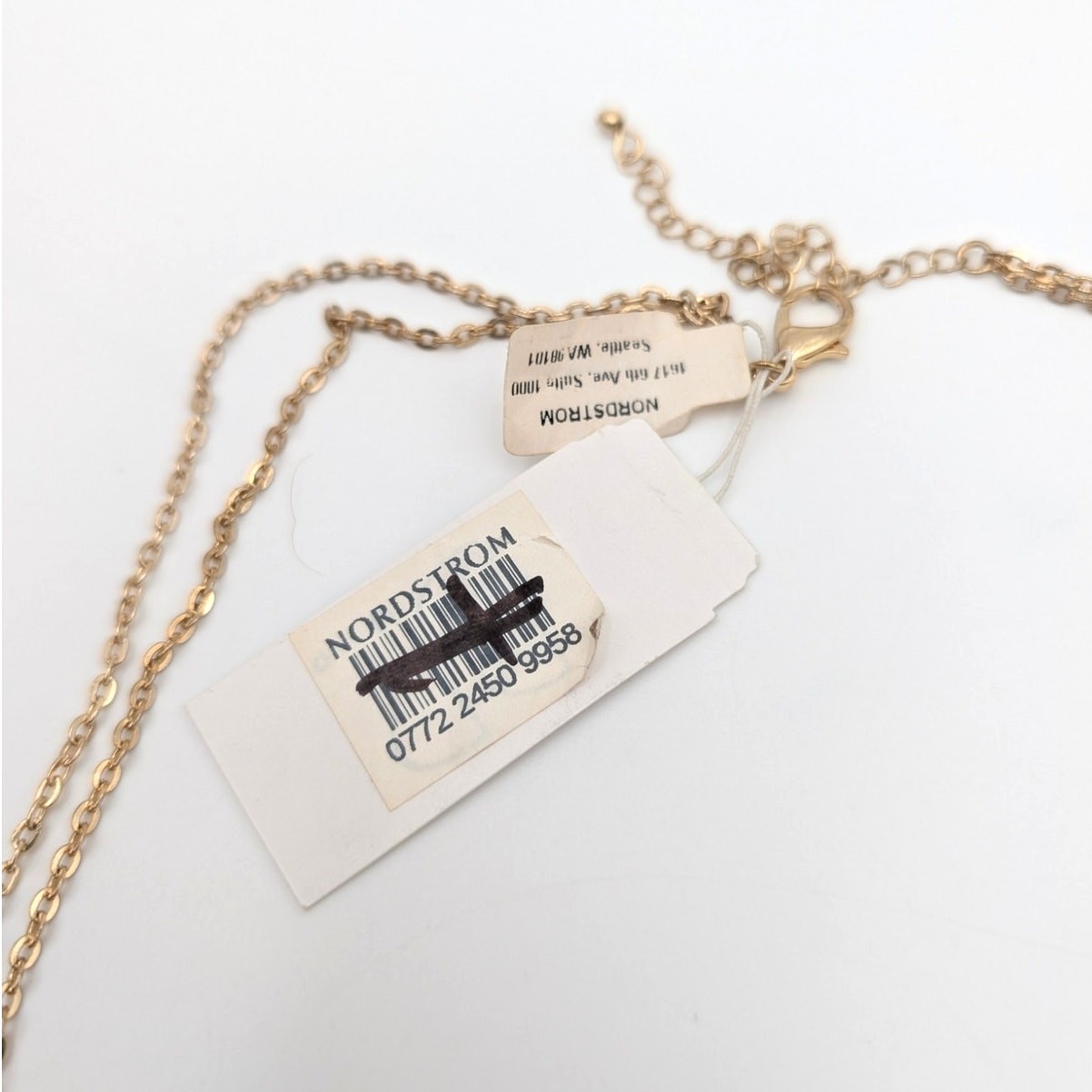 Nordstrom Gold Layered Y Necklace with Pink Bead Accents Fashion Jewelry