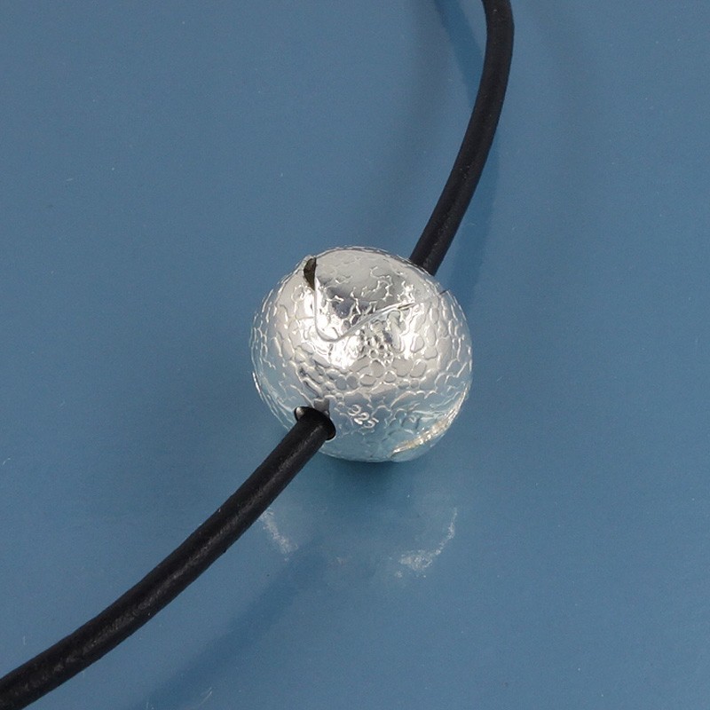 Large Sterling Silver Textured Wrap Rondelle Spacer Bead ap.12.7mm x 15mm #33065