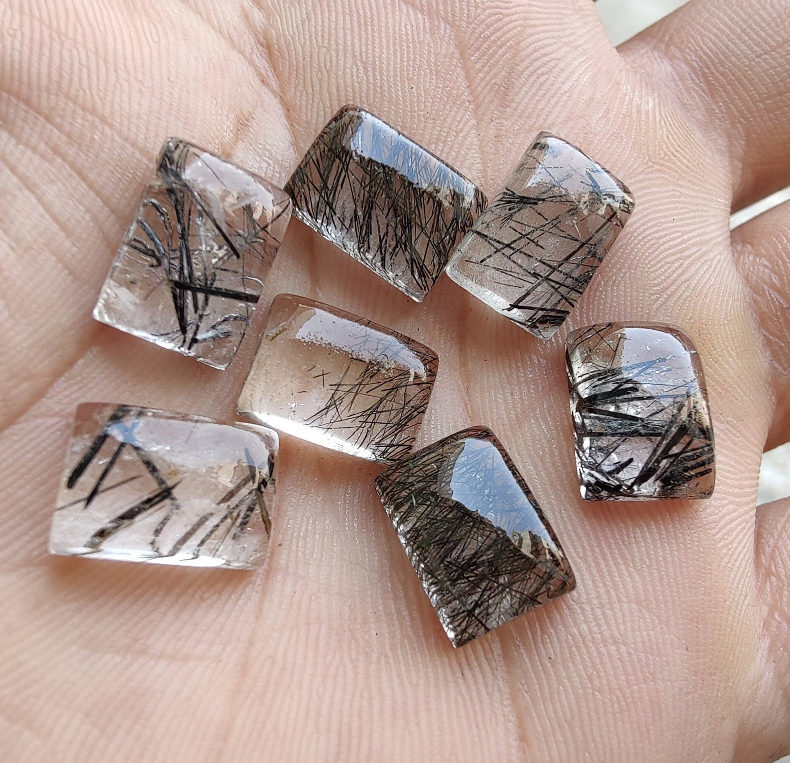 Natural Black Rutile Rectangle Cabochon 6x8mm to 12x16mm Loose Gemstone