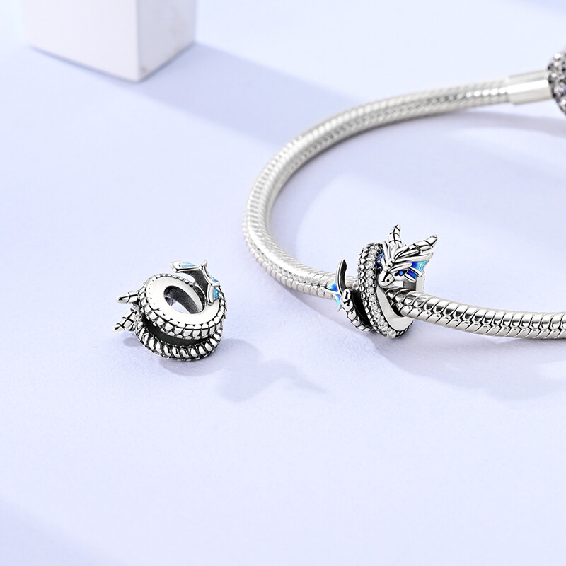 MULA European 925 Silver Plated Dragon DIY Charm Clear AAA CZ For Women Bracelet