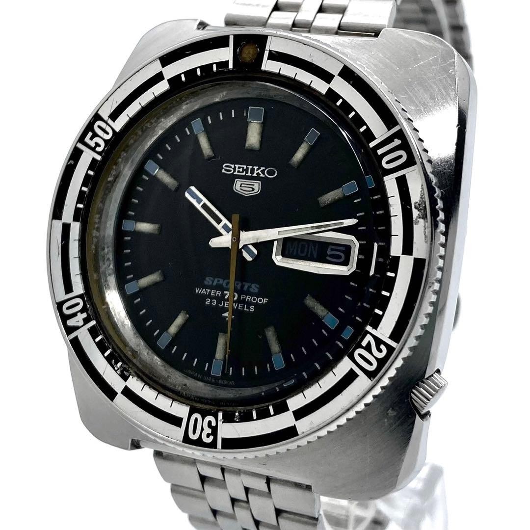 Seiko 5126-8130 1969 Vintage 27J Auto Sports Watch Black Dial Used