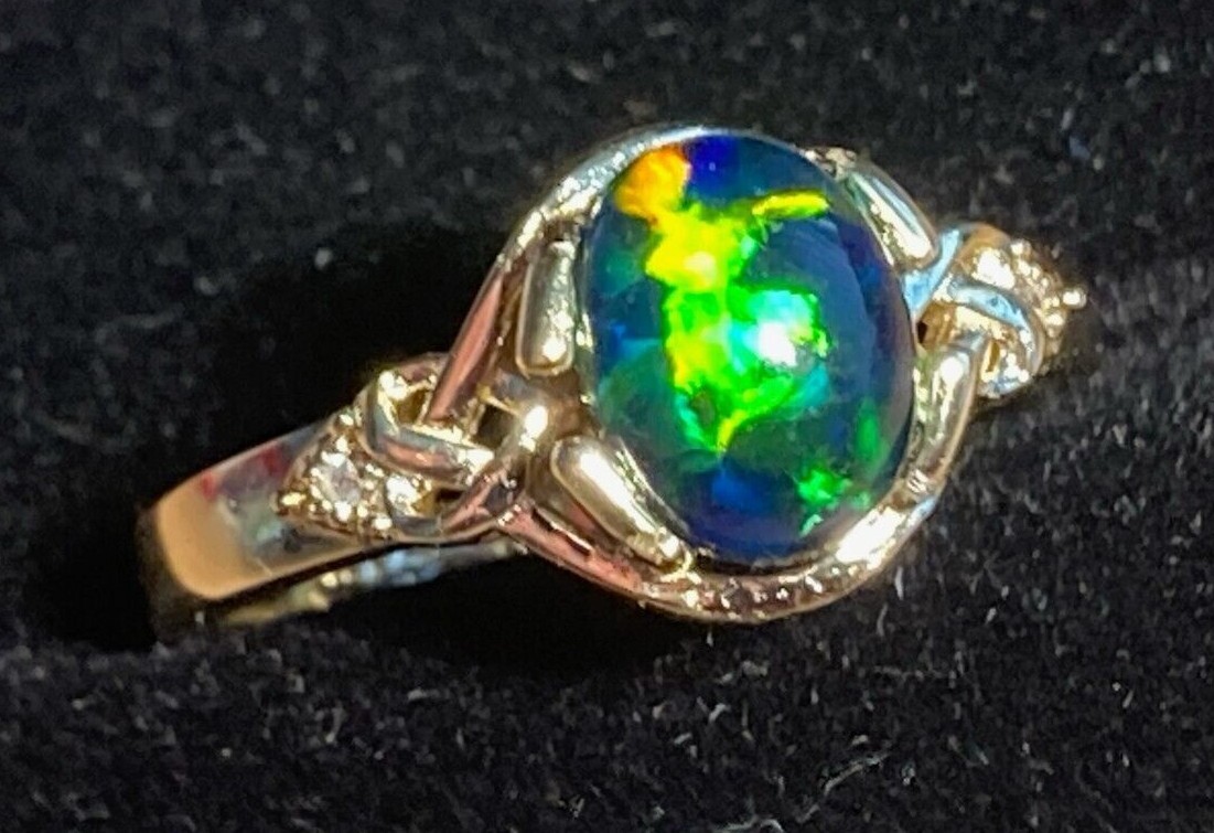 Opal Rings Emerald Green Multi-Coloured Created Opal Triplets – Sizes 6 to 11 US