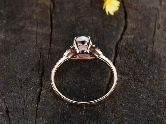 2Ct Oval Cut Lab Created Fire Opal Women Engagement Ring 14K Yellow Gold Plated