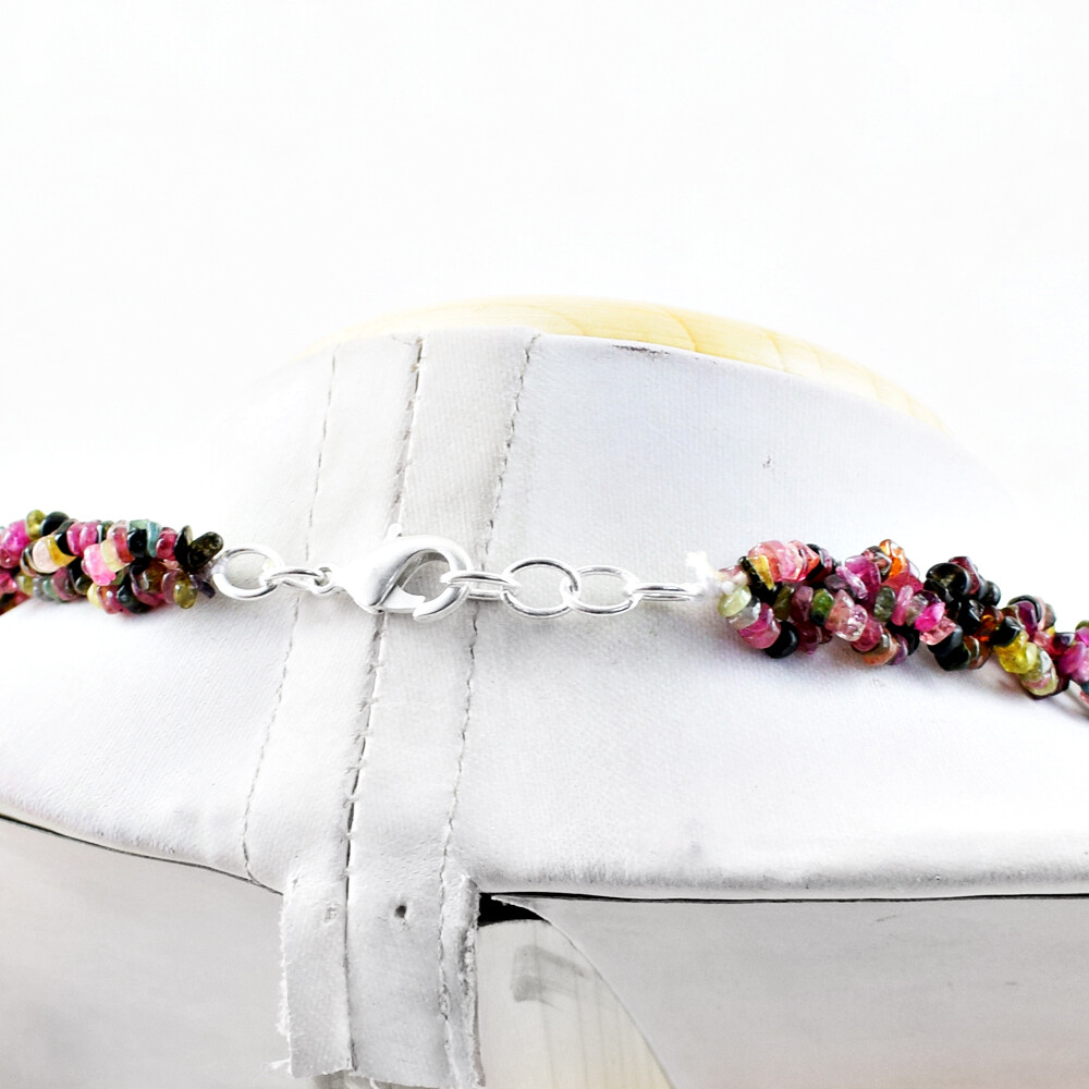 175.00 Cts Natural Single Strand Watermelon Tourmaline Beads Necklace (DG)