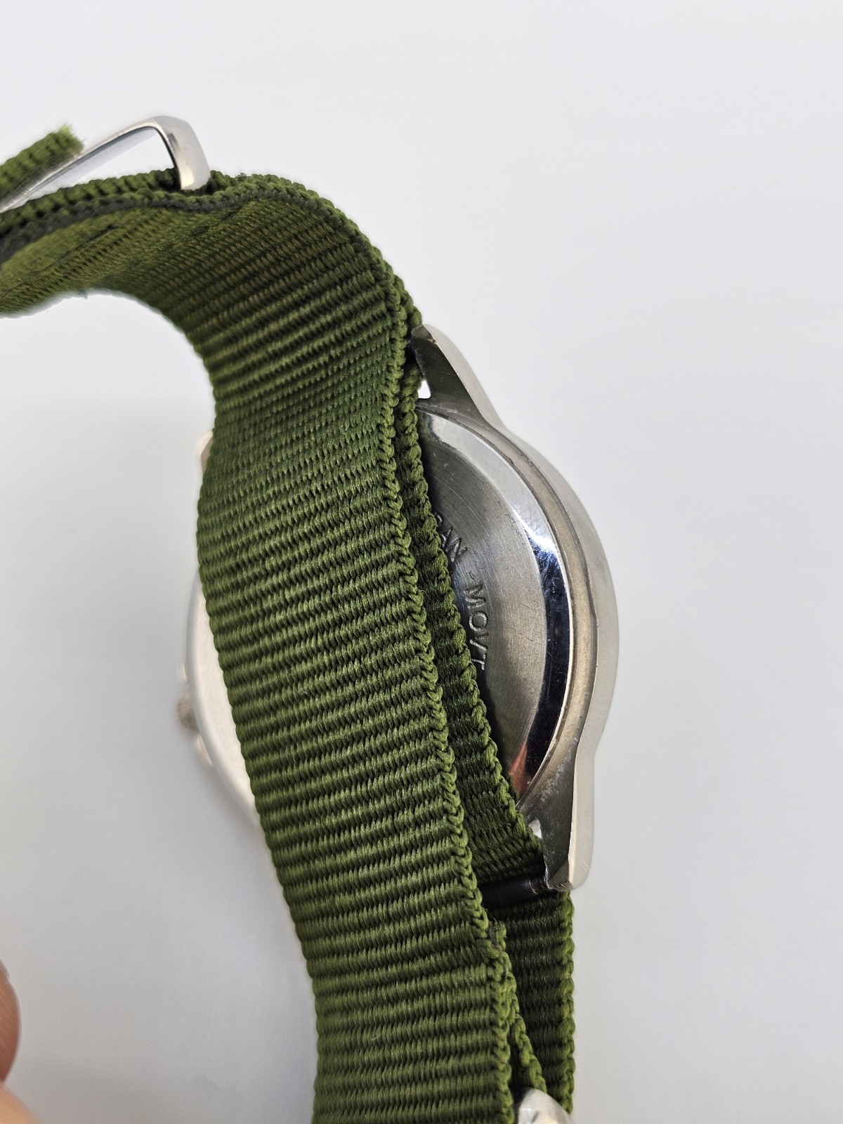 Women’s Field Watch 34MM Gray Dial New Nylon Army Green Band NEW Battery READ