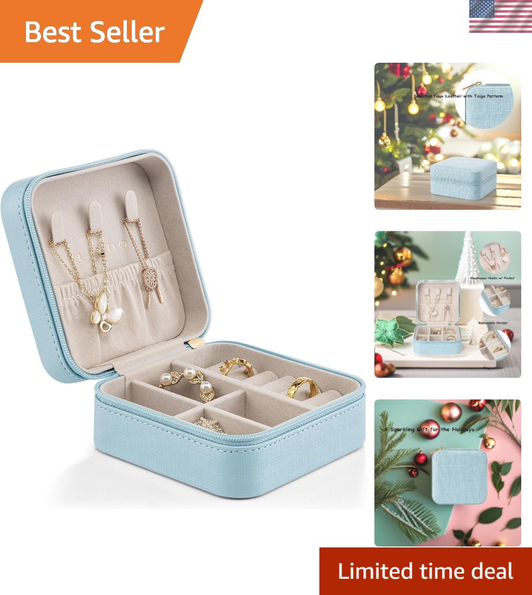Chic Travel Jewelry Box with Removable Sections – Ideal Gift for Women and Girls