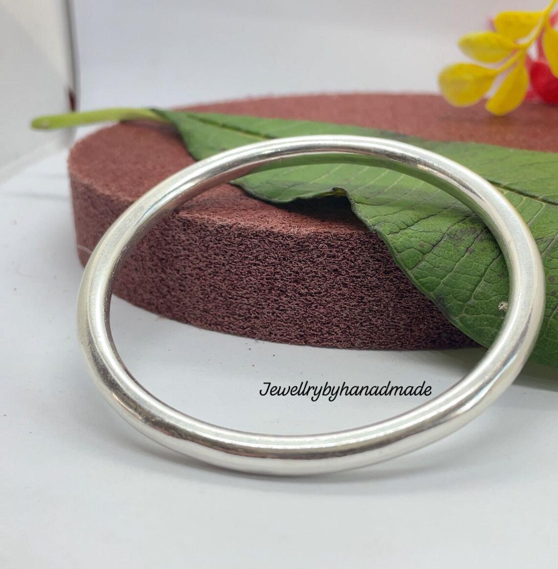 Thick Heavy Silver Bangle Bracelet Chunky Bracelets Solid 925 Sterling Silver