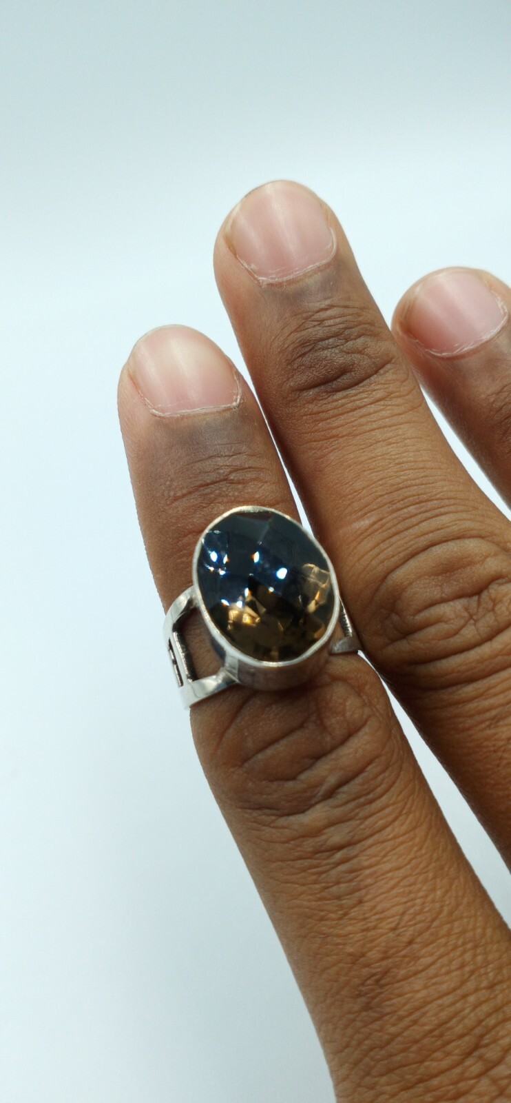 Oval Shape Rich Shiny Brown Tourmaline With Art Deco Design Solitaire Fine Rings