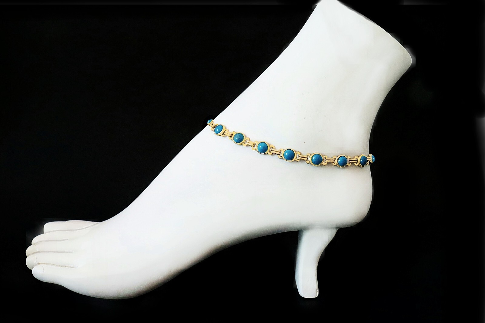 Handmade Turquoise Chain Anklets | 14K Gold Filled Healing Gemstone Bracelets