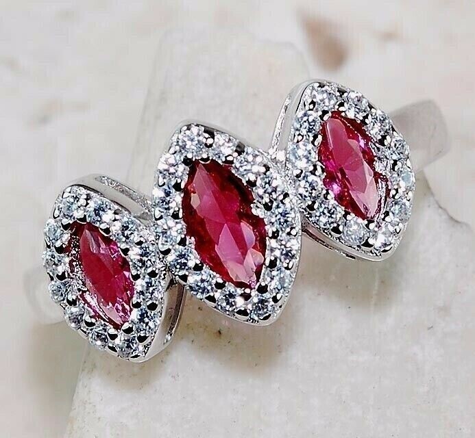 2CT Heat Treated Rubellite Tourmaline 925 Sterling Silver Ring Sz 6 UB3-8
