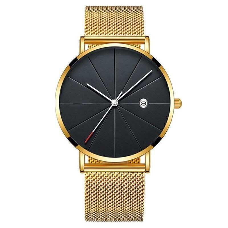 Ultra Casual Men’s Thin Quartz Analog Wrist Watch with Stainless Steel Mesh Band