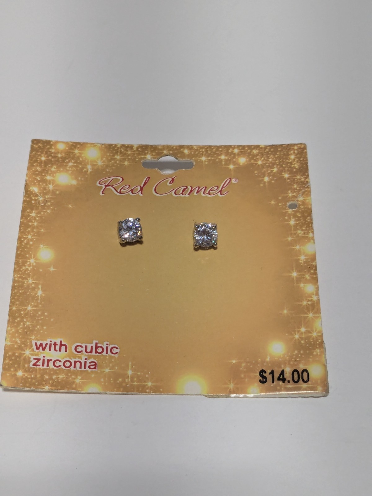 Red Camel NWT Silver Plated & Prong Set Faceted CZ Stud Earrings. 1/4″