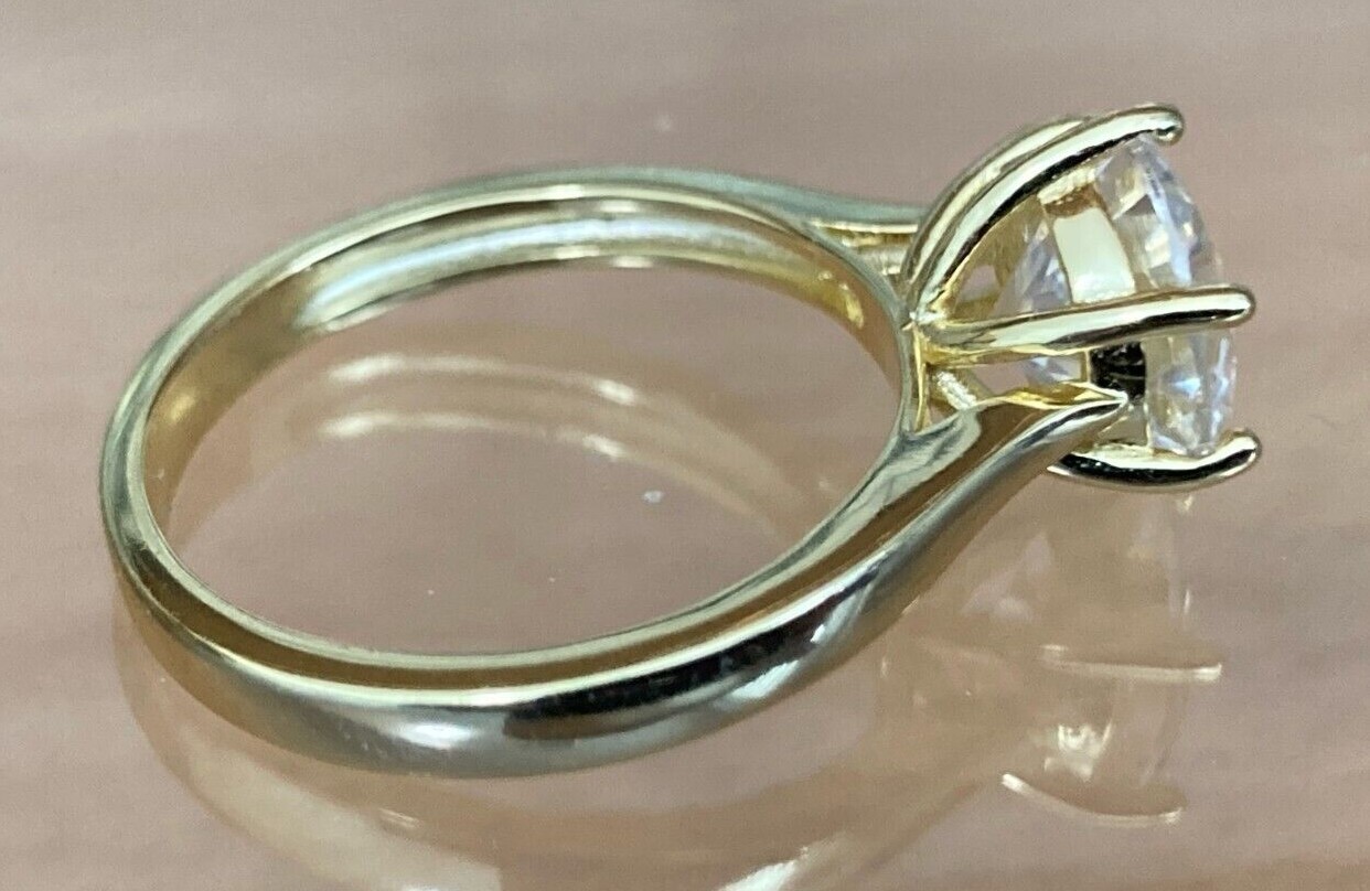 Moissanite Diamond Ring 9mm Round 3ct Stone 14k Gold Plated Sizes 6 to 10 US