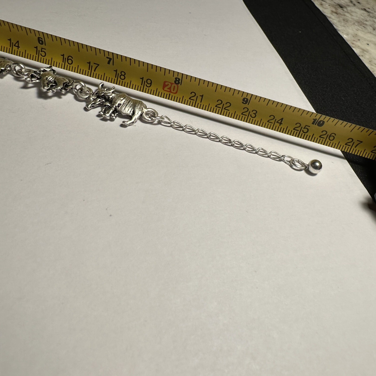 Silver Tone Noah’s Ark Animal Bracelet Extension Chain Adjustable 8 -9 1/2 Inch