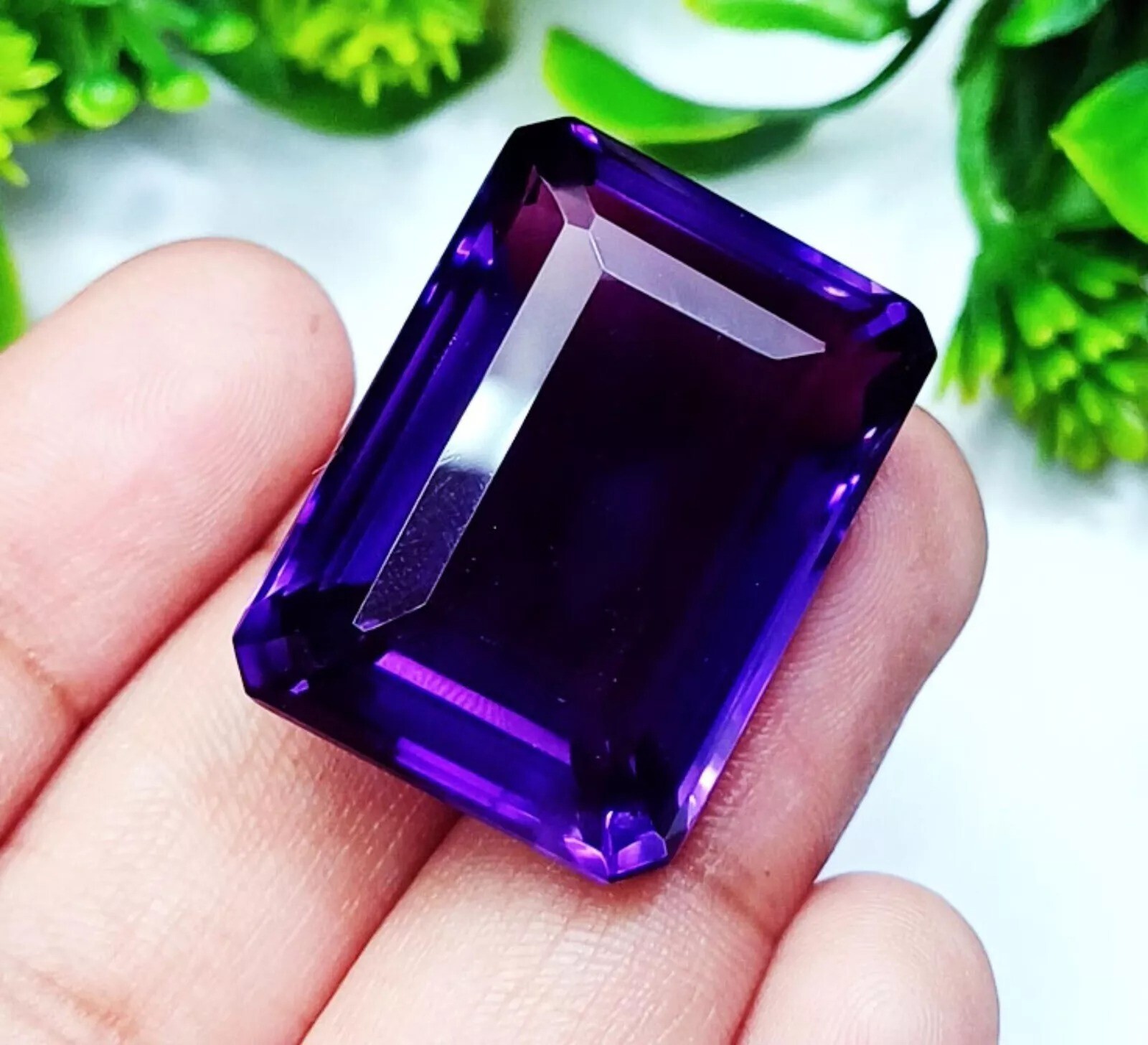 Natural Violet Amethyst Emerald Cut 95+ Ct Loose Gemstone For Pendant Making