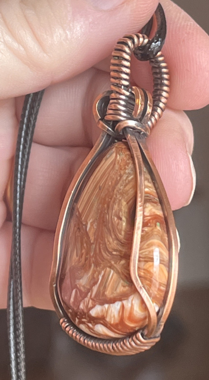 Redwood Opal (Opalized Silica) ~ Handmade copper wire wrapped pendant 8b