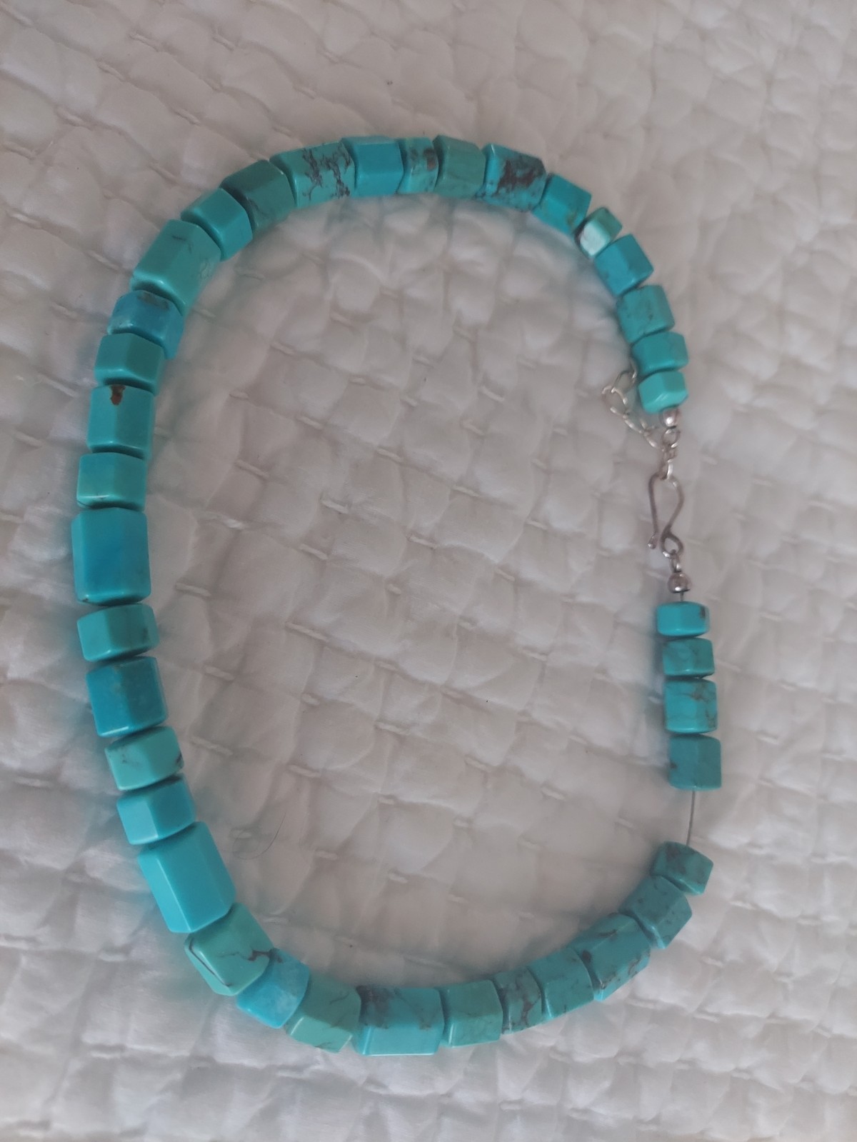 genuine turquoise bead necklce with sterling closure