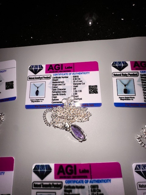 13pc Simulated Gemstone Necklace Pendant Lot Fake 925 Stamp & Certification