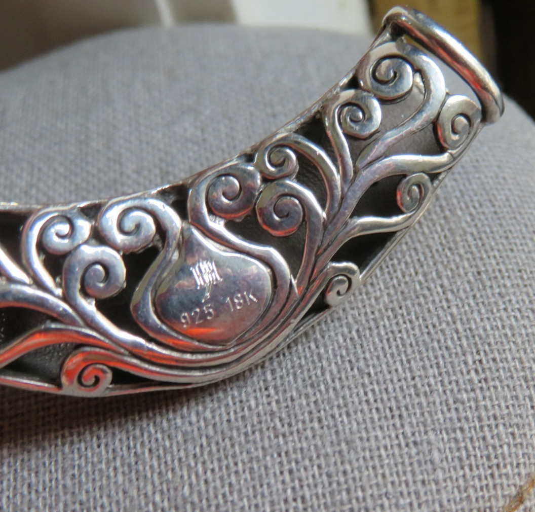 “John Hardy” Sterling Silver & 18k Yellow Gold Dayak Slide/ Enhancer Pendant
