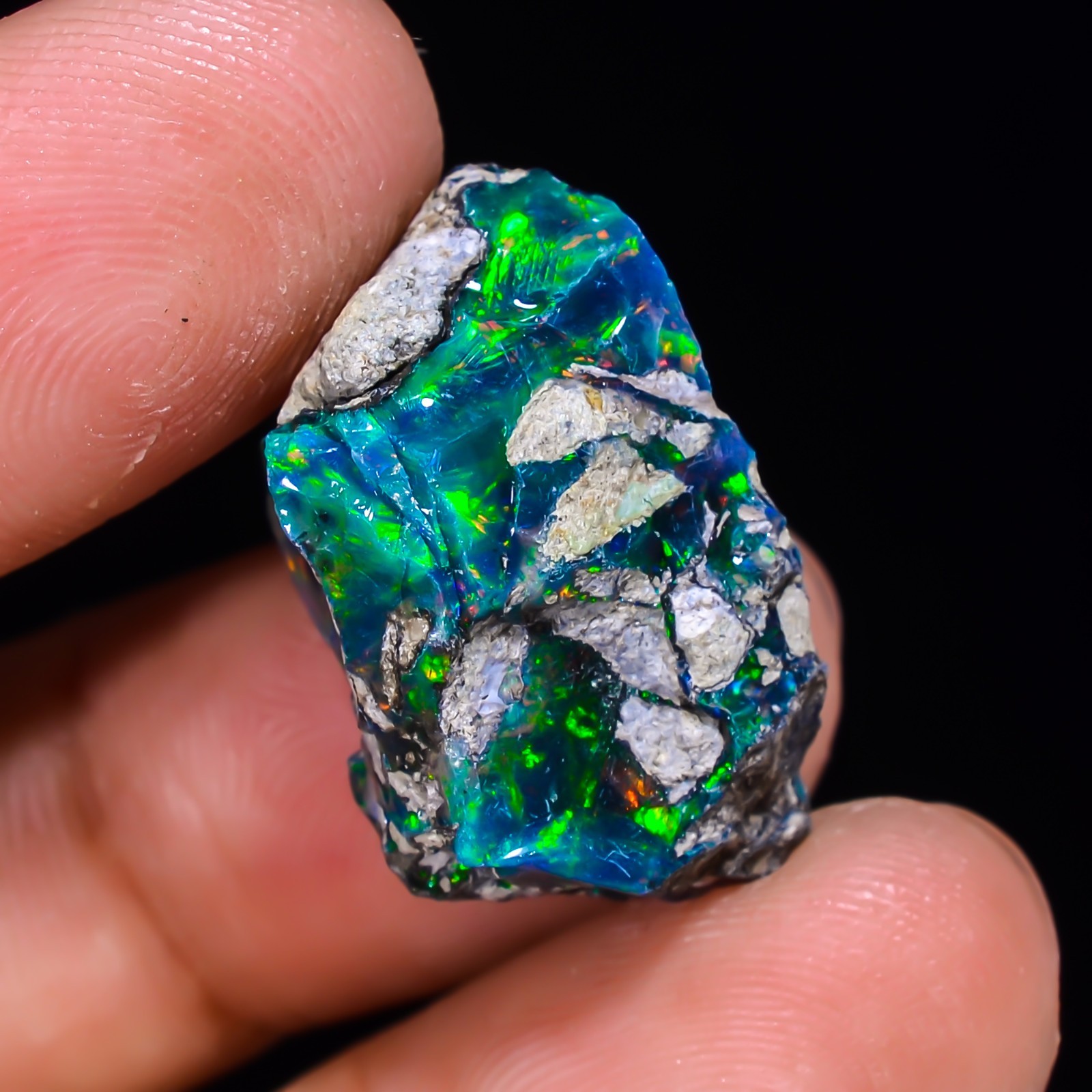 14.ct Natural Black Opal Rough Ethiopian, Fire Opal Gemstone, 22x13MM Welo Opal