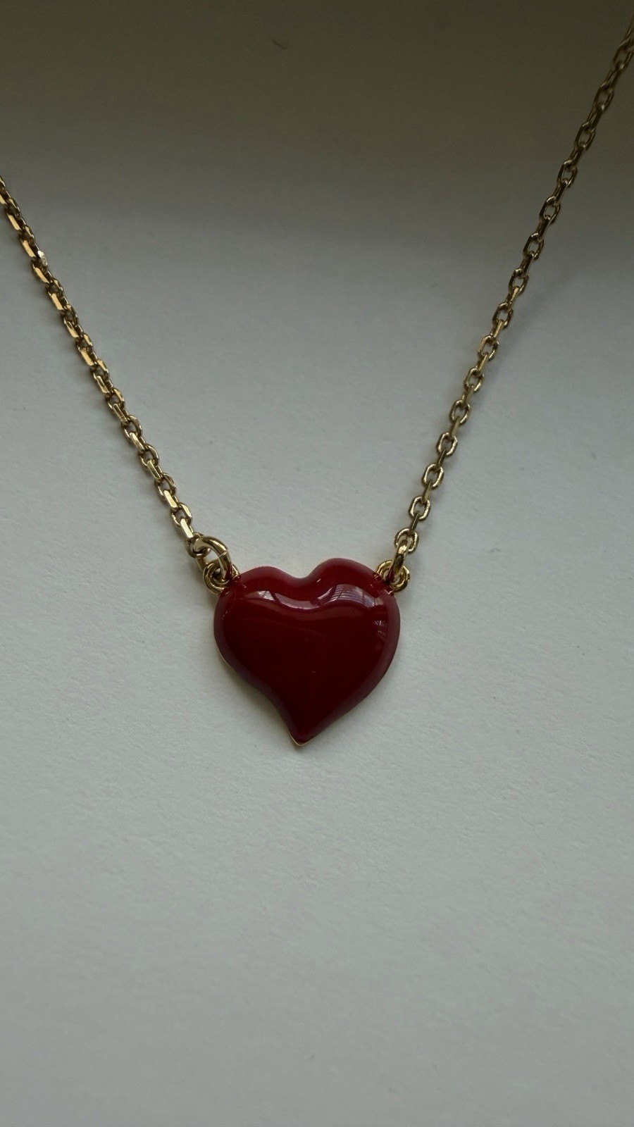 Kate Spade NEW YORK Enamel Red Heart Charm Pendant Cable Chain Necklace
