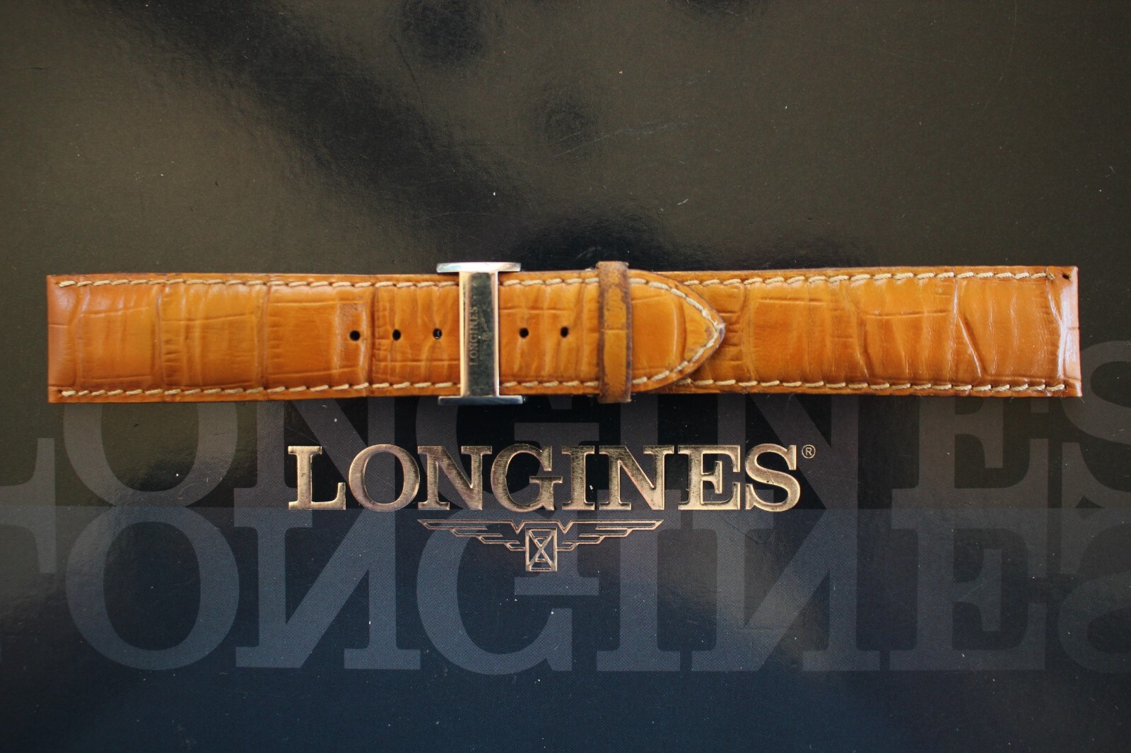 LONGINES 22MM HONEY TAN DEPLOYMENT SMOOTH CALF BUCKLE WATCH BAND WATCHBAND STRAP