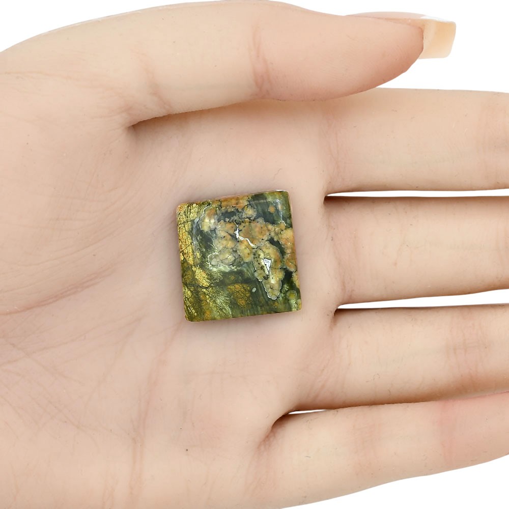 Natural Rhyolite Rainforest Jasper 20.9×20.1×5.5 mm Baguette Gemstone LS03487-58