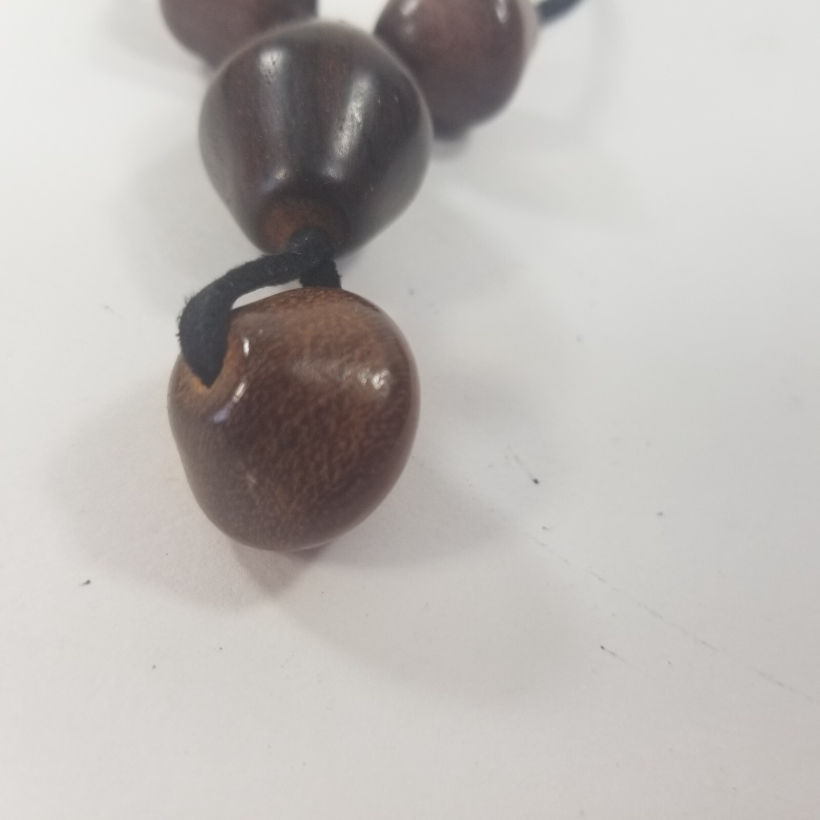 VINTAGE RARE CHUNKY NATURAL WOOD GRAIN BEADS BOHO NECKLACE