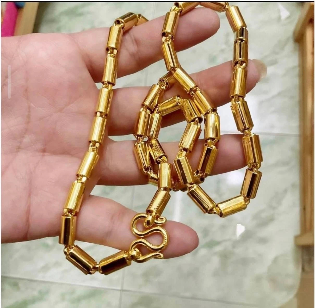 Thai Gold plated 24k Necklace Yellow Chain Pendant 24″ Weight 5 Bah Jewelry Gift