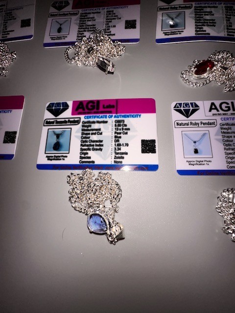 13pc Simulated Gemstone Necklace Pendant Lot Fake 925 Stamp & Certification