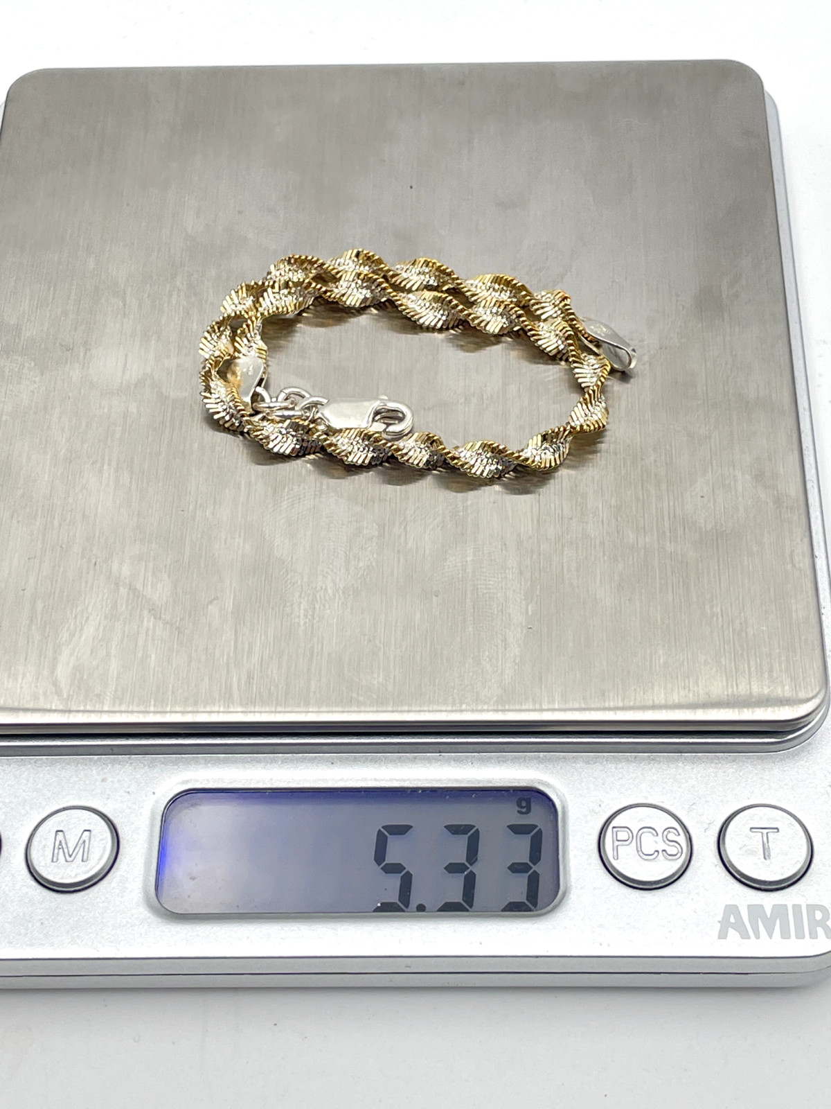 STERLING SILVER 925 ITALY 8″ DNA CHAIN 4 mm Wide BRACELET 5.3g