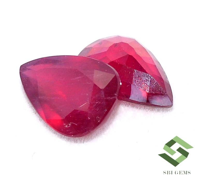 8.86 CTS Natural Ruby Pear Cut Pair 13×9 mm Calibrated Loose Gemstones GF