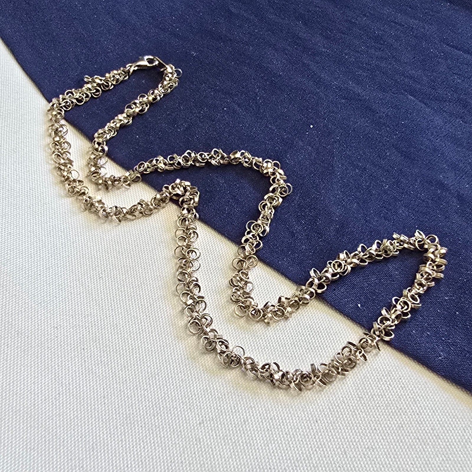 Sterling Silver Necklace 15.7g Fine Jewelry 22″ Unique Chain Lobster Clasp