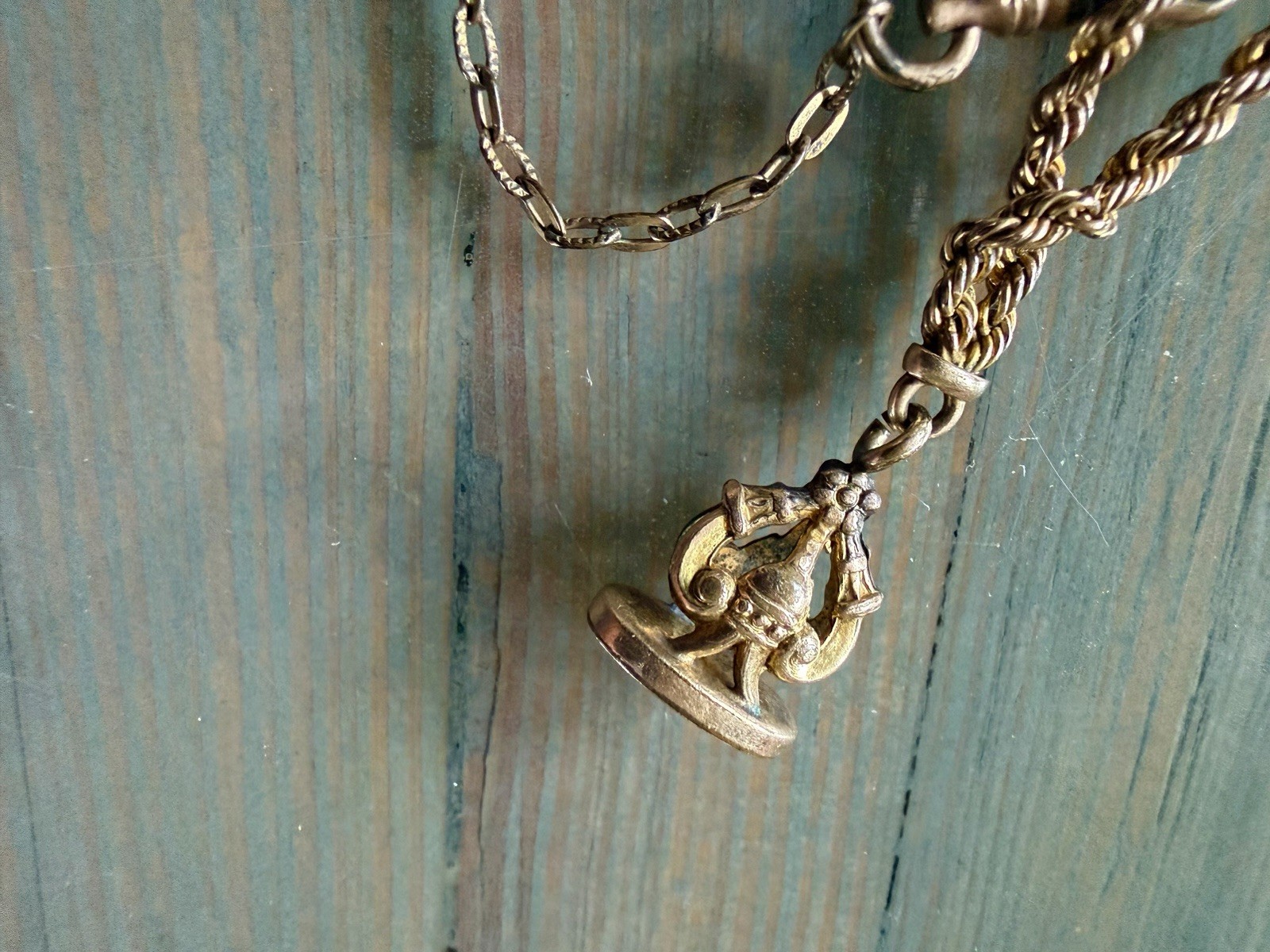 Antique S.O.B. & Co Gold Filled Pocket Watch Fob Chain Vest Chatelaine Wax Seal