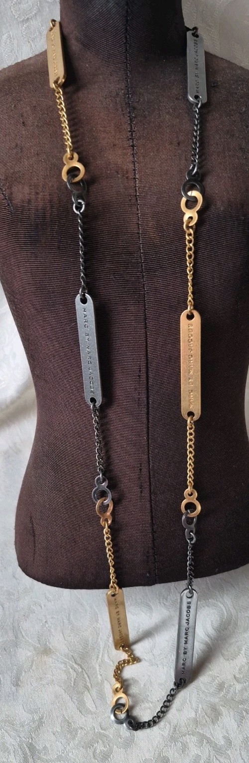 Marc by Marc Jacobs Goldplate, Metal Chain Link Statement Necklace 34″ NWOT