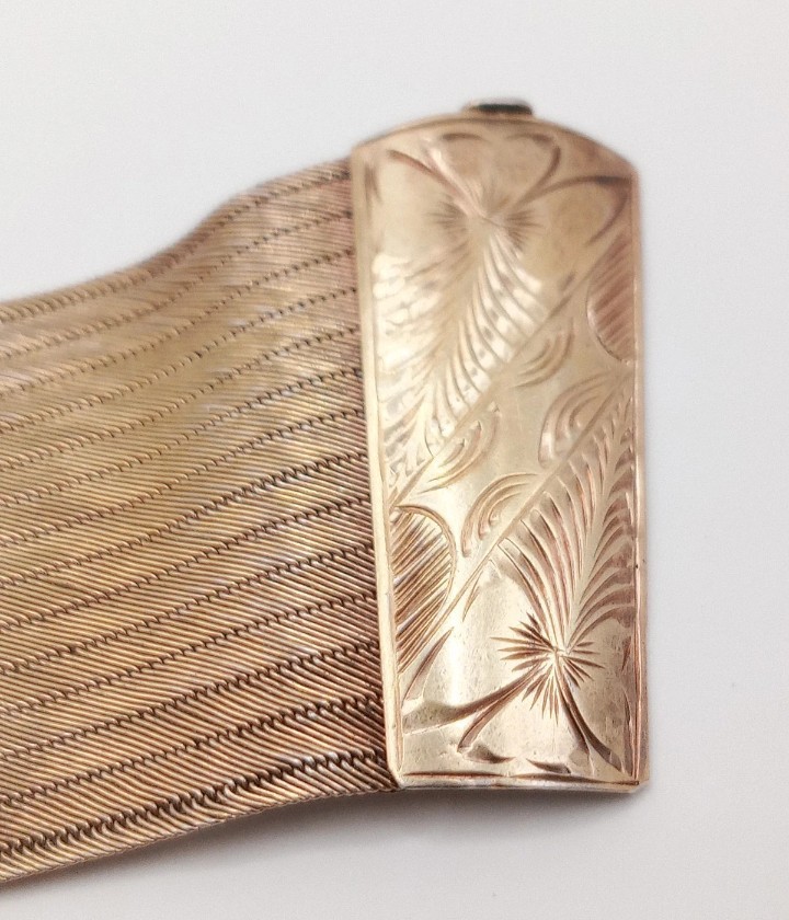 Turkish Trebizond Handmade Filigree Silver 900 Gold 18kt Wrist Bracelet