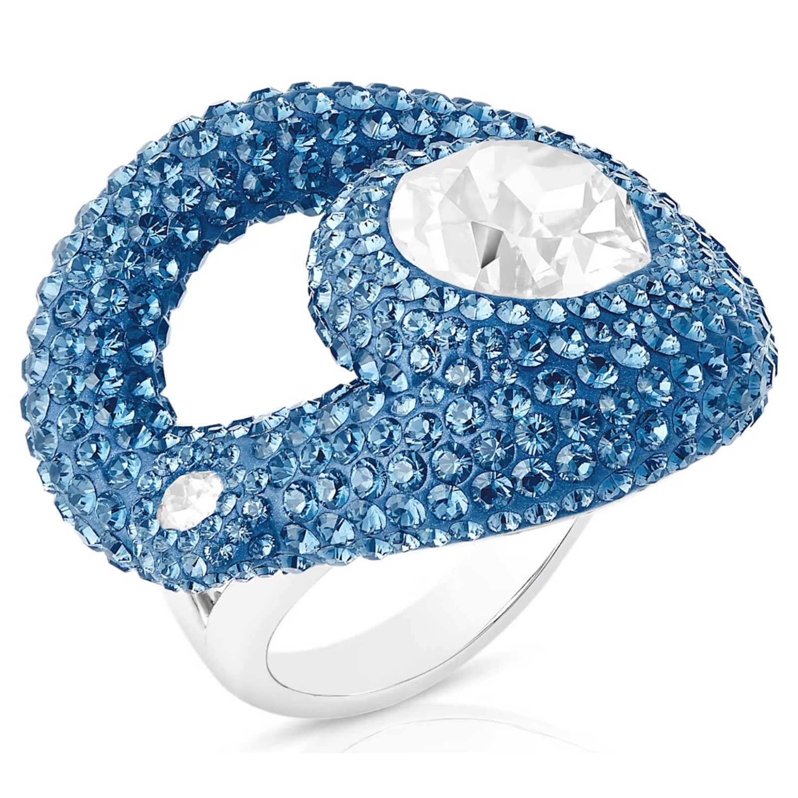 Swarovski Tigris ring Water droplets, Blue, Palladium plated USA 6/ 52 EUR