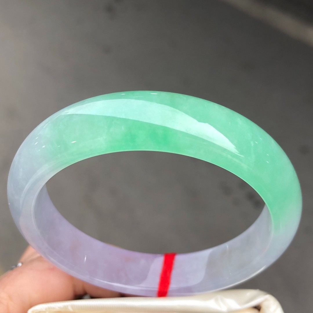 Natural ice Green &Purple Burmese Jade Jadeite bracelets bangle 57mm