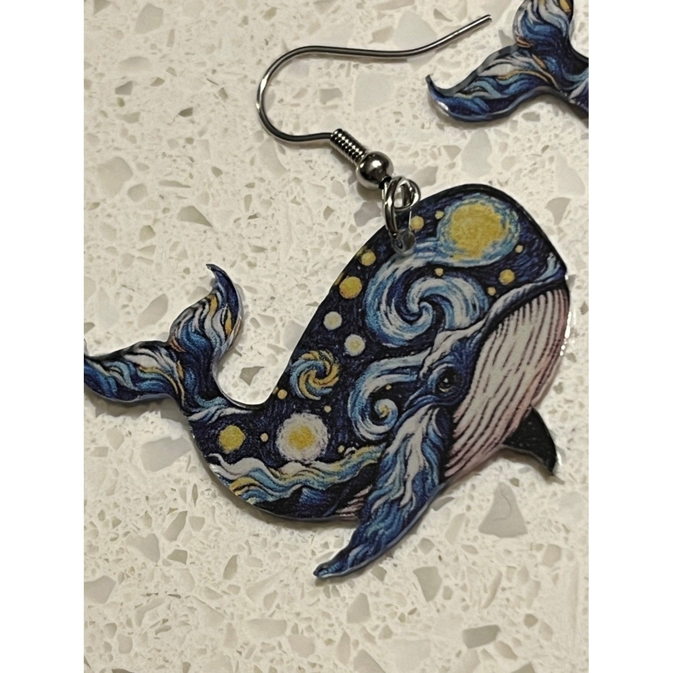 Acrylic Starry Sky Whale Pendant Earrings, Elegant Minimalist Style Earrings