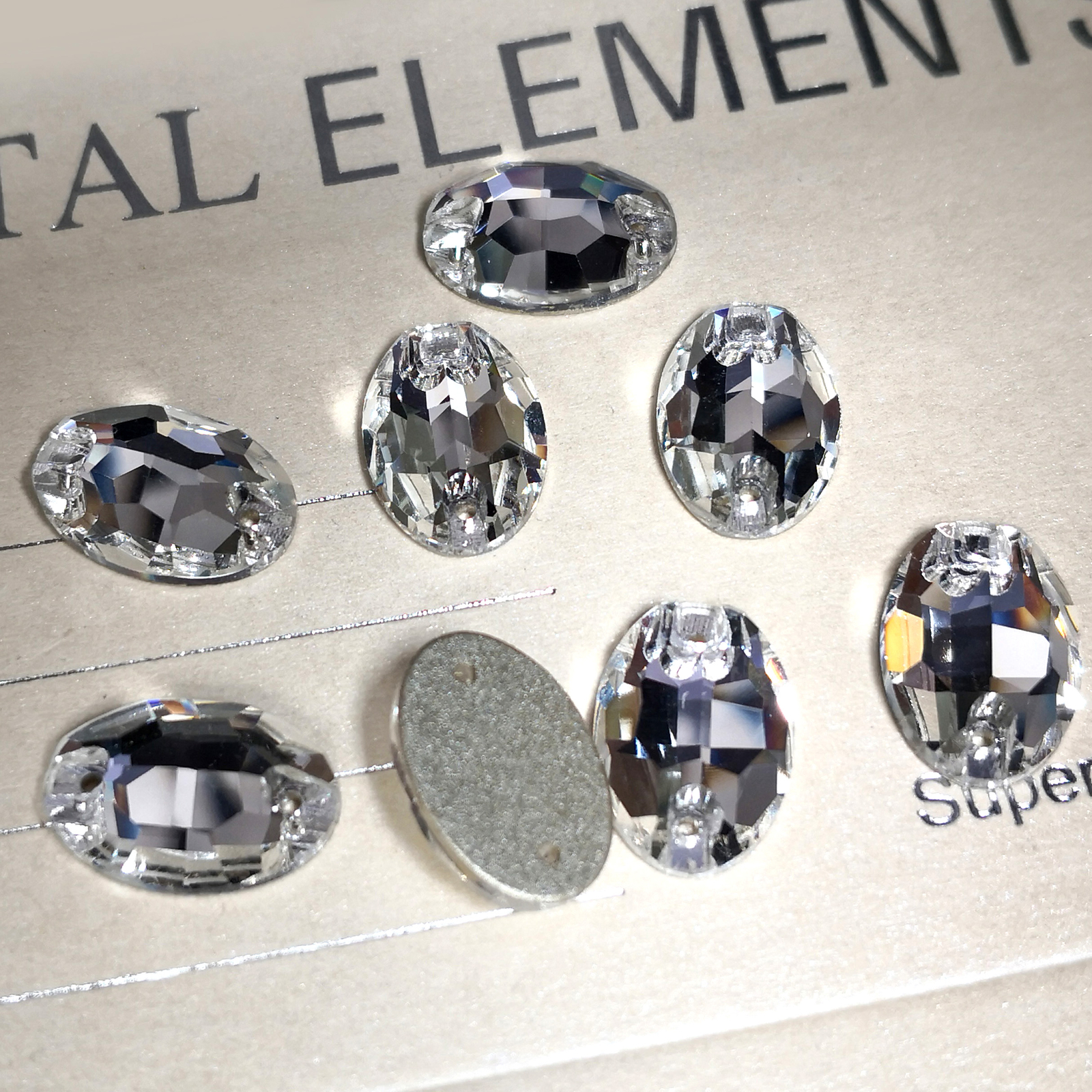 Oval Glass Sewing Strass Flat Back Sew On Crystal Loose Rhinestone for Mask DIY