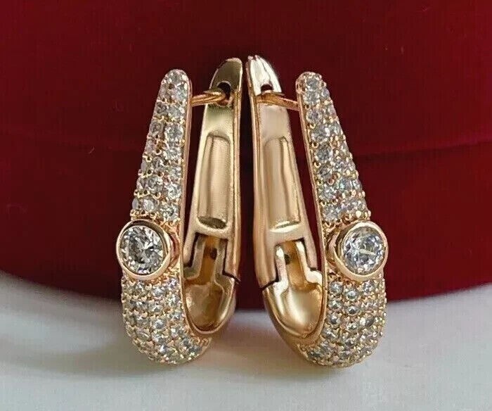 2 Ct Round Cut Simulated Diamond Women’s Hoop Earrings In 14k Rose Gold Plated