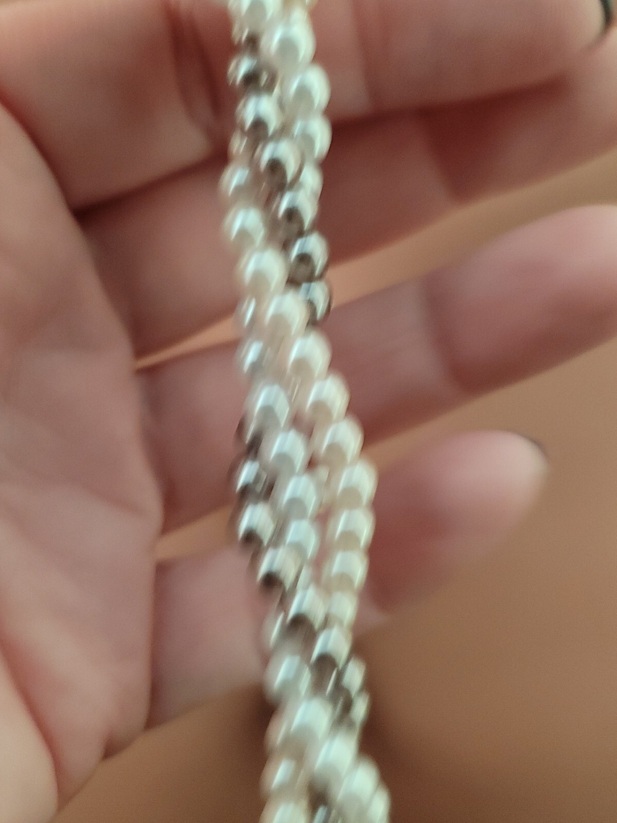 Retro Twisted Faux Pearl Bead Choker Necklace White Cream Beige Vintage AVON HS