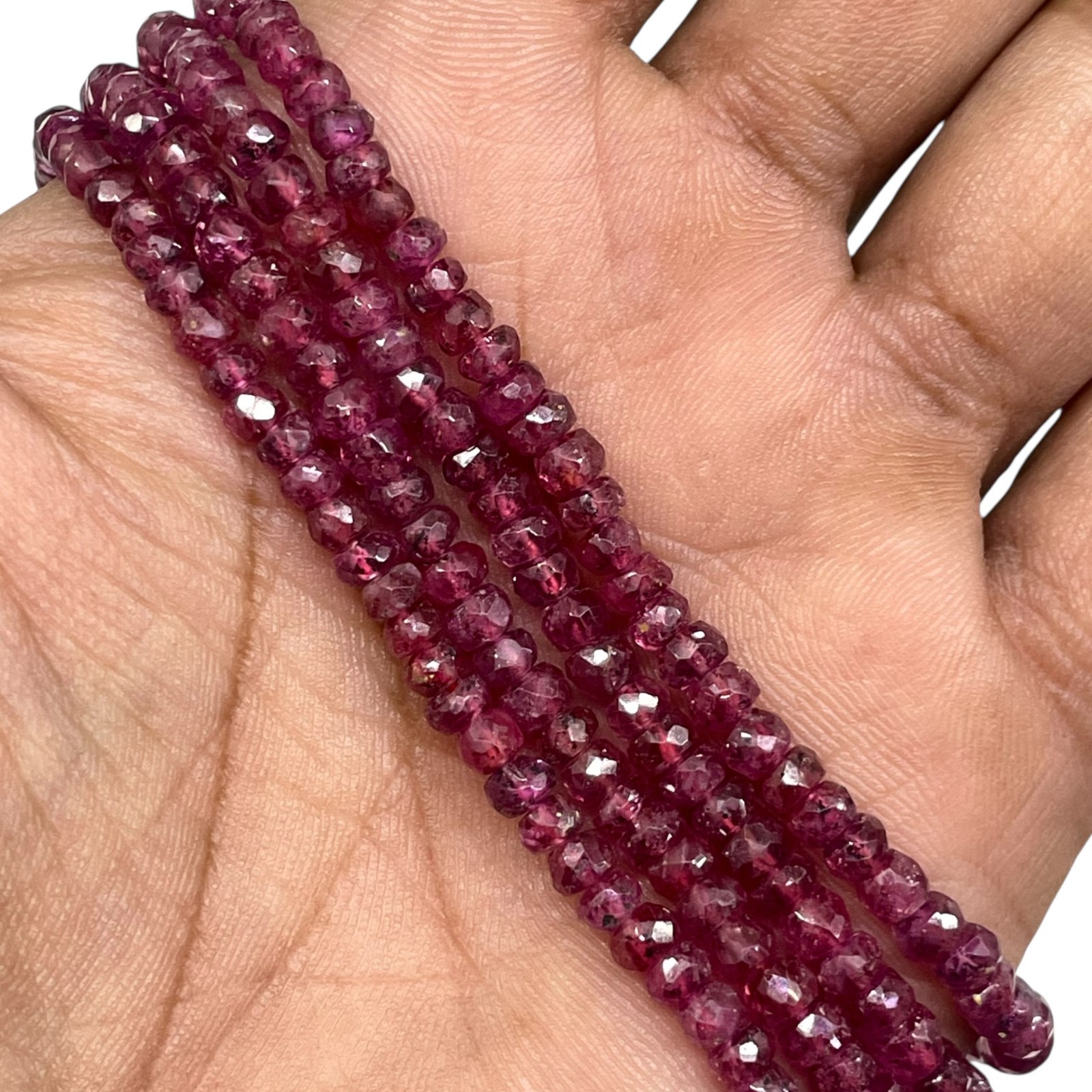 2 Strand Natural Mozambique Ruby Necklace 2.6-4.7mm Faceted Beads 925 Clasp