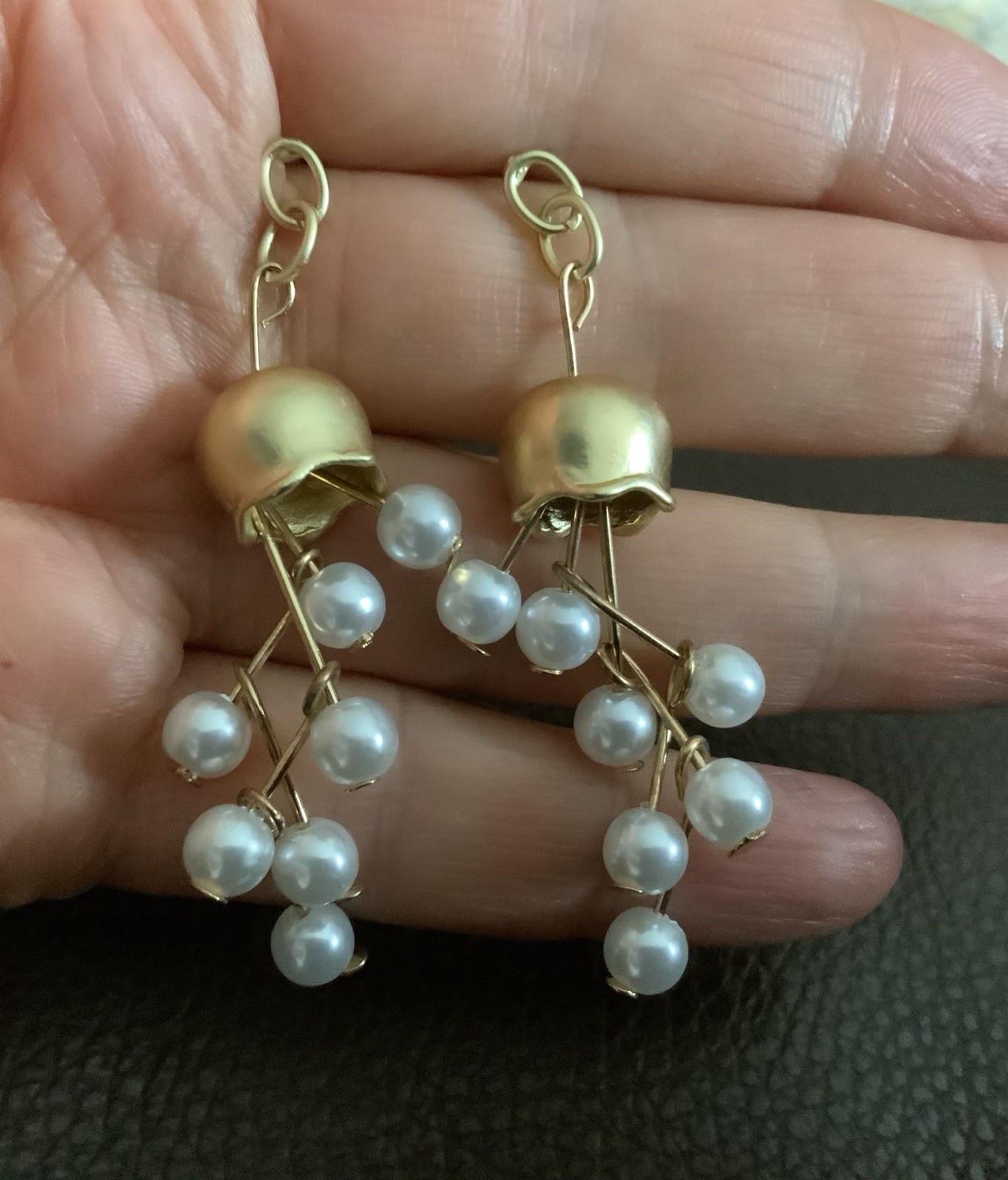 Anthropologie Pearl Earrings Lily Valley Flower Tulip Jellyfish Gold Of The VTG