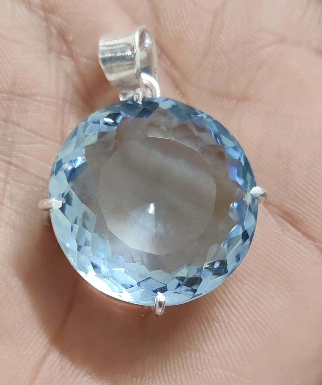 97.70 CT Wonderful Topaz Water Sea Color Round Shape Pendant A+++ Gemstones