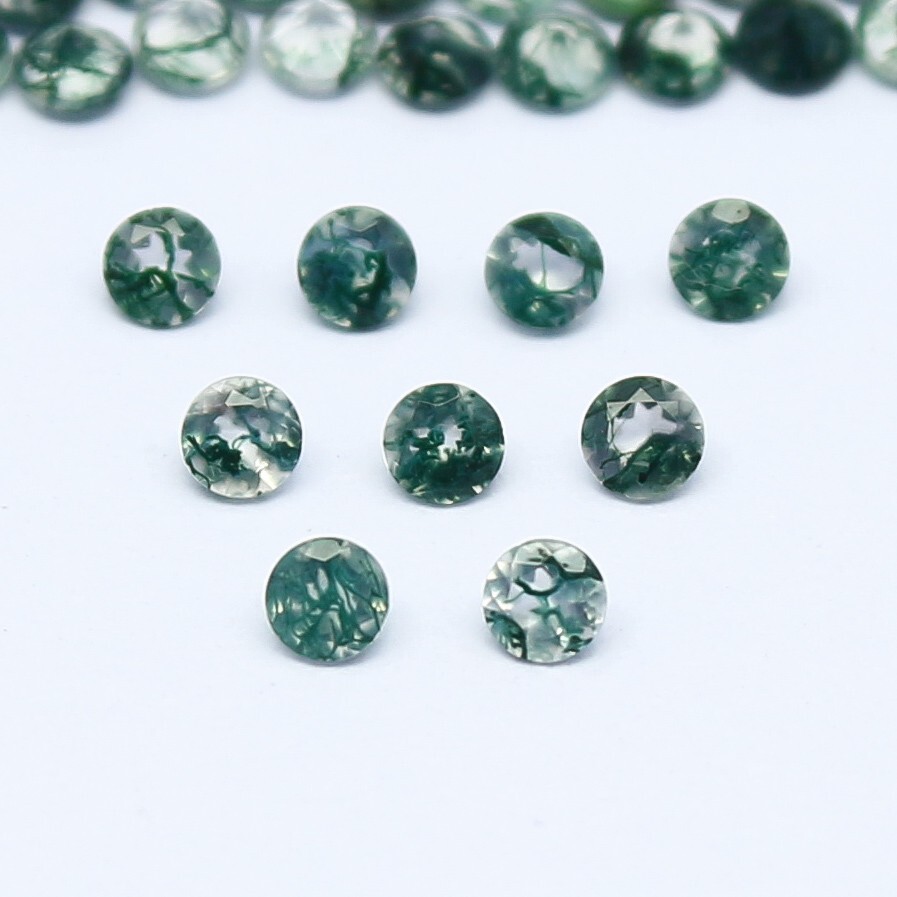 Natural Moss Agate Lot 2×2 MM Round Shape Faceted Gemstone Lot