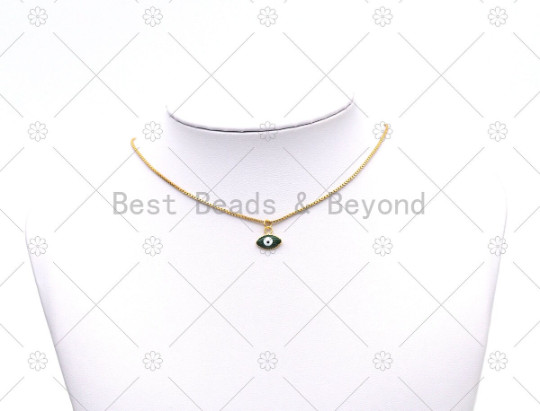 Colorful Enamel Evil Eye Shape Pendant,18K Gold Filled Charm, Necklace Bracelet